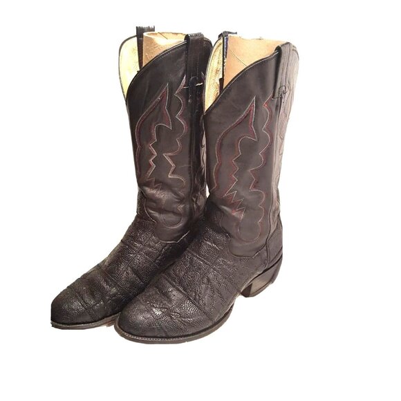 PanHandle Slim Cowboy Boots 8.5D Vintage Black Handcrafted in Mexico - Picture 1 of 11